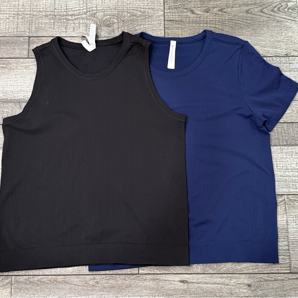 Bundle of Athleta Black and Navy Blue Crew Neck Tops